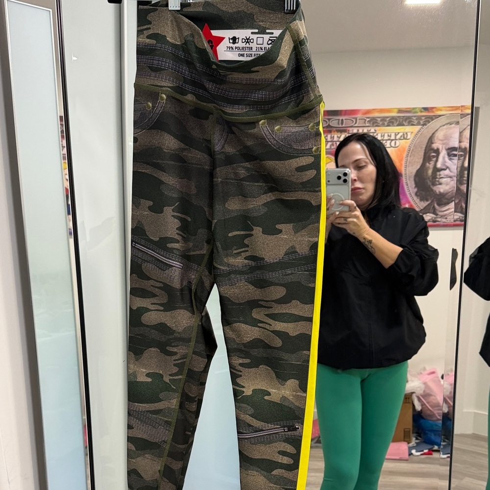 Camouflage Joggers with Yellow Stripe